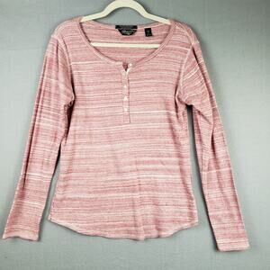 Scotch‎ & Soda Size 3 Button Neck Long Sleeve Henley Pink Marl Cotton Earthy
